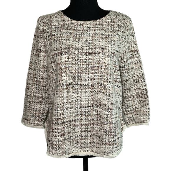 W5 Women’s 3/4 Sleeve Tan Tweed Sweater, Small, NWT - Picture 3 of 8